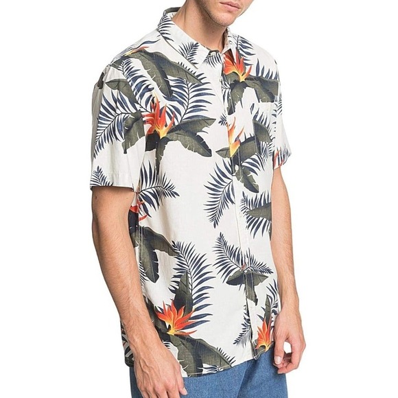 Quiksilver Other - Quiksilver Poolsiders Short Sleeve Shirt Small Snow White New With Tags